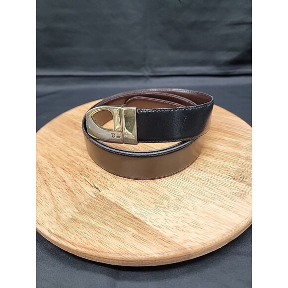 Mens Vintage Christian Dior Leather Reversible Dress Belt Made In Italy 38